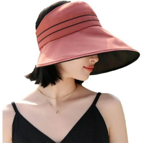 Zhengup Womens Casual Sun Hats Super Wide Brim Summer Beach Cap Foldable Bucket Hat UV Protection with Ponytail Hole Outdoor