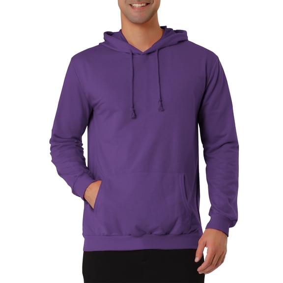 SUDADERA CON CAPUCHA CHIC PARA HOMBRE DE LARGA MANGA SÓLIDA CON CORDÓN PULLOVER 2XL PÚRPURA PROFUNDO