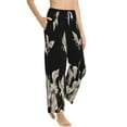 thumbnail image 2 of Uemuo Japanese White Crane Pattern Women's Wide Leg Palazzo Lounge Pants with Pockets Light Weight Loose Comfy Casual Pajama Pants-Large, 2 of 9