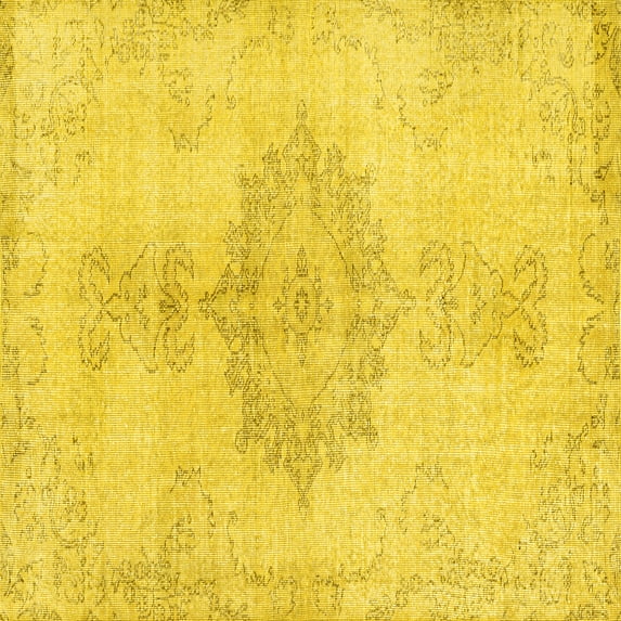 Ahgly Company Indoor Square Abstract Yellow Contemporary Area Rugs, 8' Square