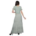 thumbnail image 4 of Moomaya Printed Rayon Cold Shoulder Crop Top And Skirt Ethnic Set For Women, 4 of 6
