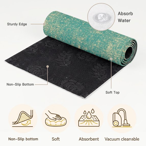Area Rugs 3'x5', Teal Green Terracotta Splatter Carpet Runner Indoor Outdoor Rugs Home Decor Aesthetic, Boho Mottled Vintage Rustic Non Slip Mats Washable Accent Rug for Living Room Bedroom
