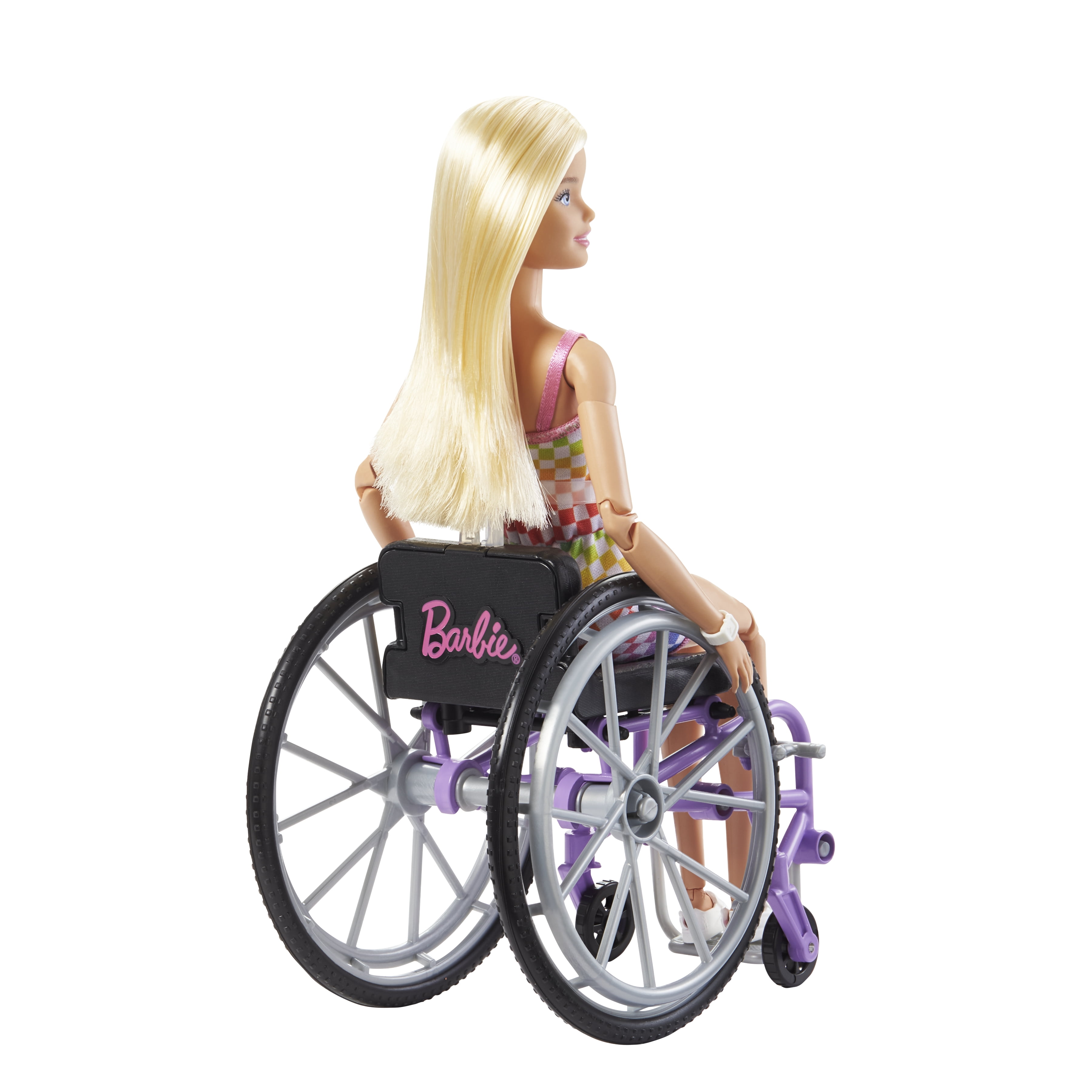 Barbie Fashionistas Doll #194 with Wheelchair & Ramp, Blond Hair, Rainbow Dress & Accessories