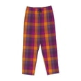 thumbnail image 4 of Goofa Orange and Purple Plaid Printed Soft Pajama Pants for Women, Wide Leg Comfy Casual Lounge Yoga Pants-, 4 of 9