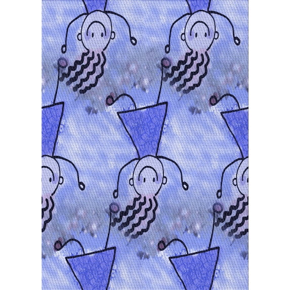 Ahgly Company Indoor Rectangle Patterned Jeans Blue Area Rugs, 2' x 4'