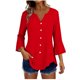 thumbnail image 1 of Craaazy Women's Relaxed Fit V Neck Blouse, Solid Color 3/4 Sleeve Flare Cuff Top, Loose Comfy Button Accent Casual Tee for Spring & Summer Gifts, 1 of 7
