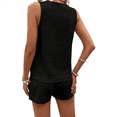 thumbnail image 3 of Conjunto Casual de Dos Piezas para Mujer, Jersey con Cuello en V y Pantalones Cortos de Cintura Alta, Chándal Transpirable de Color Liso, Negro, Talla XL, 3 of 9