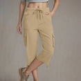 thumbnail image 3 of Xunlbb Wide Leg Pants Woman, Cargo Sweatpants For Women Casual Baggy Cargo Pants Drawstring Comfy Athletic Joggers Pants With Pockets ,Beige XL, 3 of 7