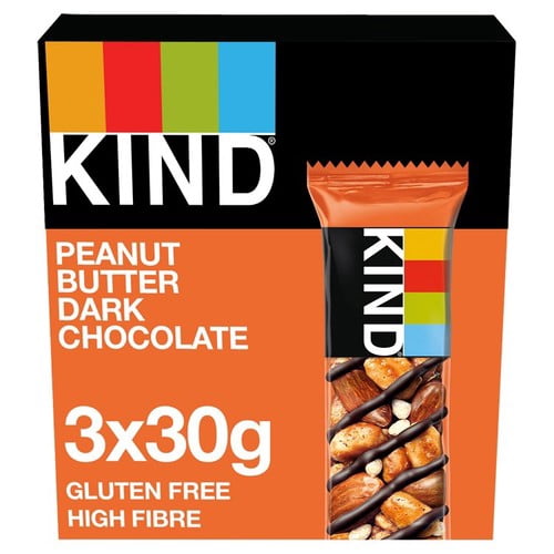 KIND Peanut Butter Dark Chocolate Snack Bars Multipack 3 x 30g, British Import (Pack of 3)