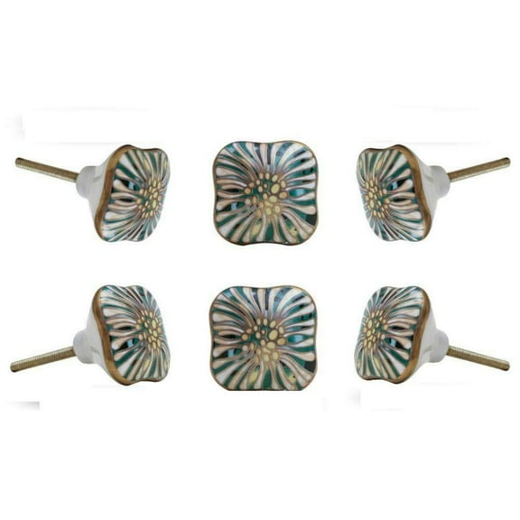 Set of Six Salah Ceramic Cabinet Knobs by Trina-Ferro