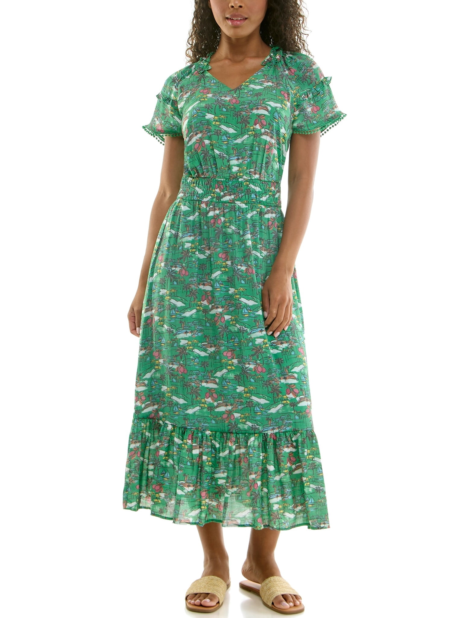 Nanette Lepore Women's Maxi Slub Dress With Bottom Fringe, Sizes XS-XXXL