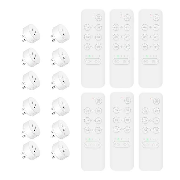 Wireless Remote Control Outlet Switch Power Plug, NineLeaf Remote Control Outlet Wireless Light Switch, Remote Control Outlet Plug for Lamp and Household Appliance 15A/1500W, 500FT (6Remotes,12Plugs)