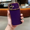 thumbnail image 2 of For iPhone 16 Phone Case,Wavy Frame Designing,Love Heart Pattern,Luxury Plating Shockproof Anti-fall Soft TPU Ultra Slim Thin Fit Cute Electroplated Phone Case Cover,Darkpurple, 2 of 8