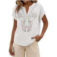thumbnail image 5 of Embroidered Linen Tops For Women，Lightweight Breathable Shirts Flowy Bohemian Tunics For Women Linen Tunic Tops Cotton Spring Tops Gauze Tunic Tops Linen Tunic Bohemian Peasant Shirts V Neck L, 5 of 9