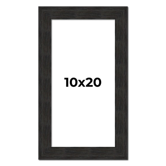 10x20 Distressed/Aged Black Complete Wood Picture Frame with UV Acrylic, Foam Board Backing, & Hardware