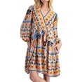 thumbnail image 2 of Vestido Corto Estampado de Larga con Cuello en V para Mujer, Estilo Bohemio Informal y Holgado, Ideal para la Playa. Albaricoque S, 2 of 9