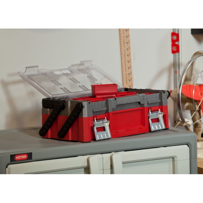 Keter 18-inch Cantilever Toolbox, Resin Tool and Hardware Storage