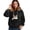 Black, variant on Flannel Cat Dog Pet Pouch Hoodie for Women, Pullover Sweatshirt with Front Carrier Pocket and Drawstring Hood