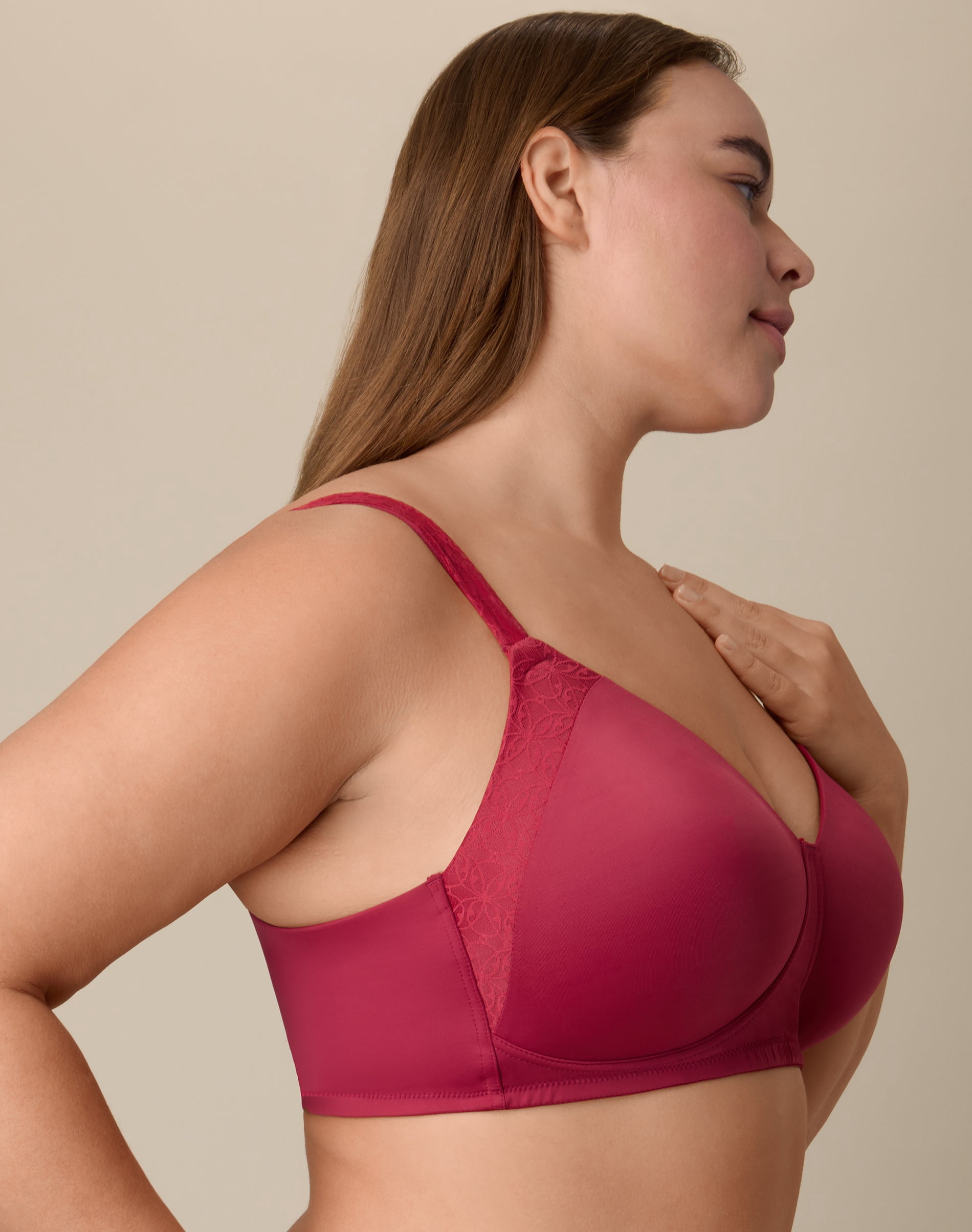 Playtex Full-Coverage Wireless T-Shirt Bra, Moisture-Wicking  Digital Rose 42D Women's