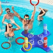 JoyStone Pool Toys Games Set, Floating Basketball Hoop Inflatable Cross Ring Toss Game Toys for Kids Adults, Summer Party Swimming Pool Water Games