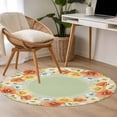 thumbnail image 5 of Orange Yellow Poppy Round Area&nbsp;Rug 3.3ft Watercolor Plant Non-Slip&nbsp;Washable Circle Rugs Soft Felt Indoor Floor Mat for Bedroom Kitchen Living Room Bathroom, 5 of 9