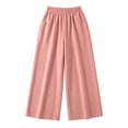 thumbnail image 5 of Hrsba Linen Wide Leg Pants For Women Solid Color High Waisted Elastic Waist Loose Full Length Trousers, 5 of 8