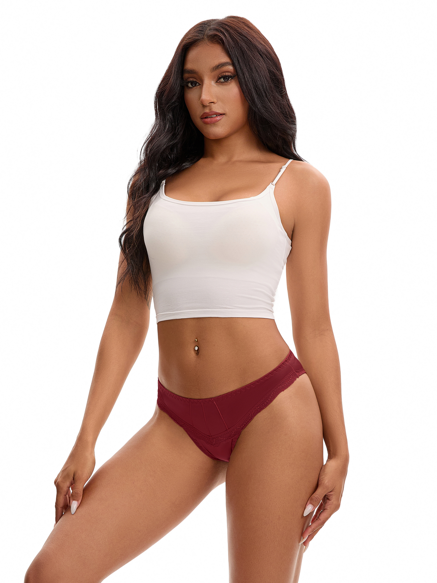 Unique Bargains Silky Hipster Satin  Low Waisted Panties XL Wine