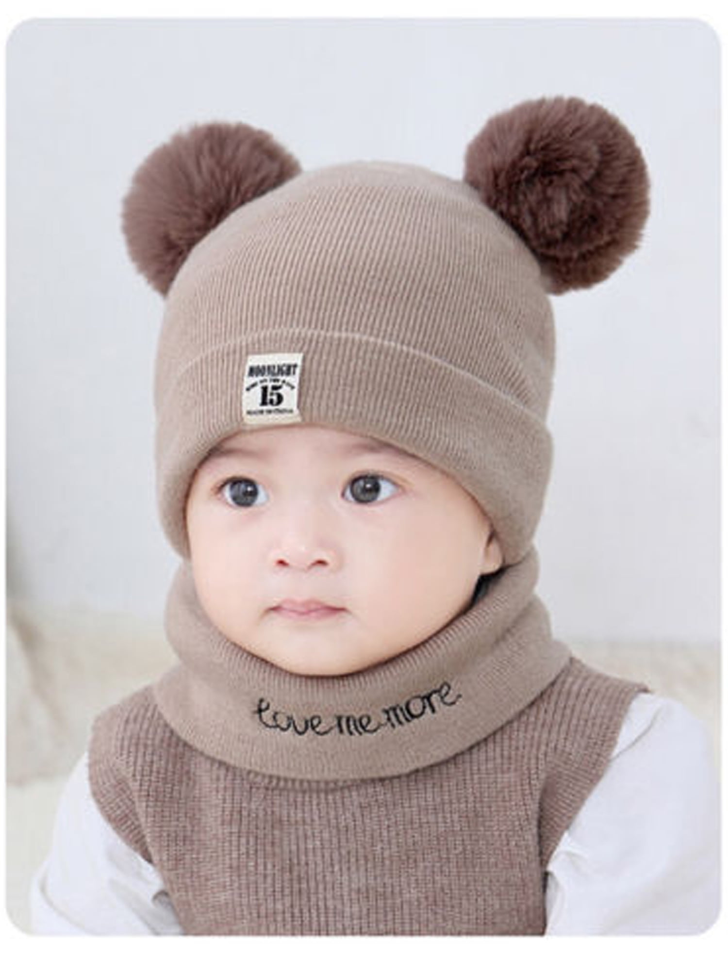 double pom pom hat and scarf set