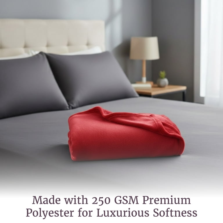 Flannel Fleece Throw Blanket, 60 x 70 Inch, Red photo 4