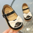 thumbnail image 3 of 2 Years Toddler Little Girl Mary Jane Dress Shoes Ballet Flats School Shoes Baby Girl Children's Princess Shoes Soft-soled Bowknot Casual Small Leather Shoes Black, 3 of 5