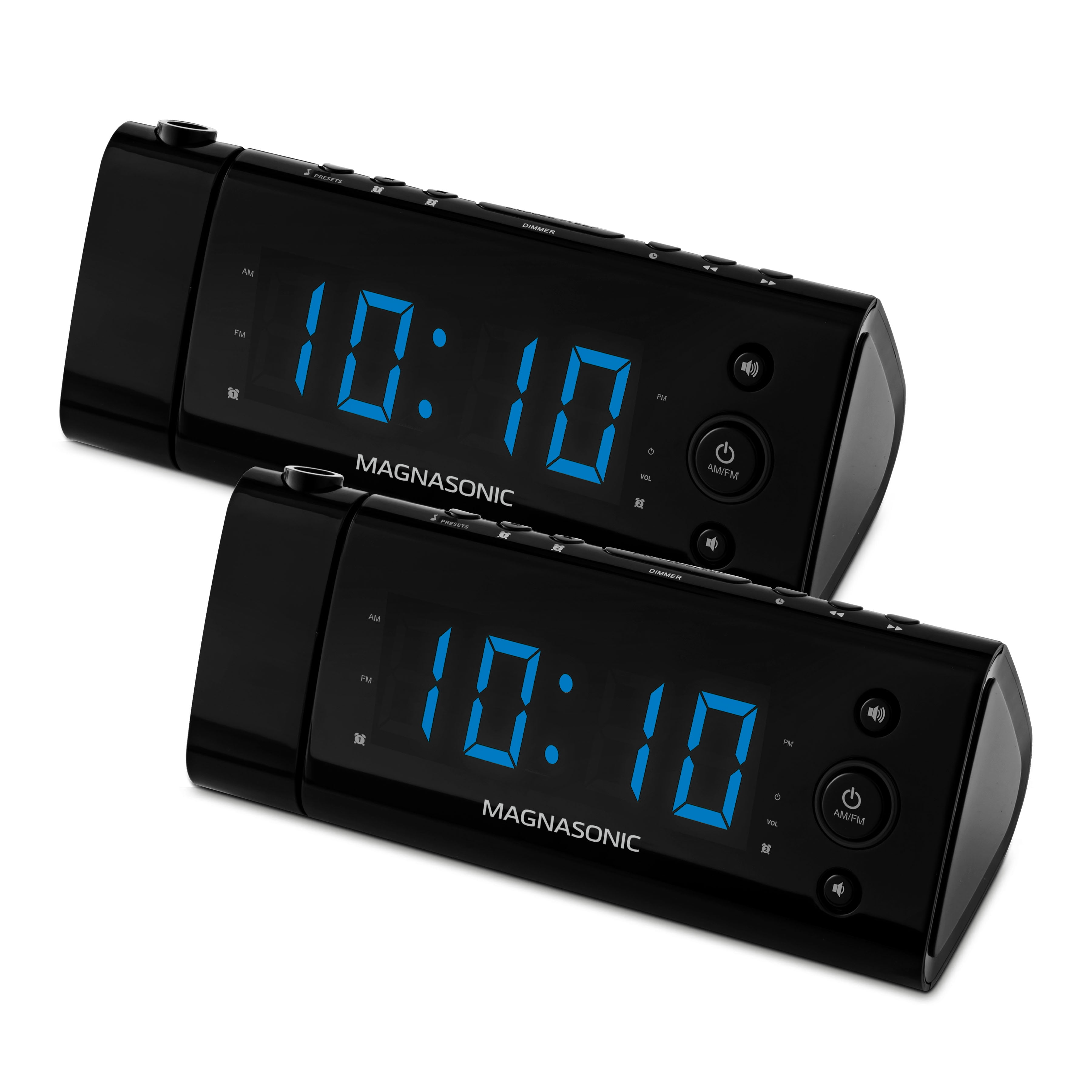 Time Projection Magnasonic Alarm Clock Radio with USB Charging for Smartphones 