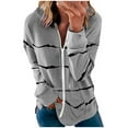 thumbnail image 2 of Winter coats for women Womens Hoodie Striped Full Zip Long Sleeve Lightweight Sweatshirts Jacket Coat, 2 of 2