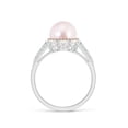 thumbnail image 2 of Angara Japanese Akoya Cultured Pearl and Coffee Diamond Halo Ring in 14K White Gold for Women | June Birthstone Jewelry for Her, 2 of 8