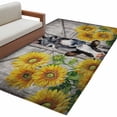 thumbnail image 3 of 2.7x5 Washable Area Rug, Donkey Pig Cow Non-Slip Rectangle Rug for Bedroom Bedside, Retro Farmhouse Animal Yellow Sunflower Wood Grain Indoor Floor Mat for Home Decor, 3 of 9