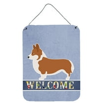 Pembroke Welsh Corgi Welcome Wall or Door Hanging Prints Blue