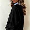 thumbnail image 5 of Karymi Shirts for Women Fake Two Piece Collared V Neck Sweatshirt, Color Block Layered Shirt Long Sleeve Pullover Top, Fall Winter Daily Streetwear Outfits Workout Tops for Women, 5 of 7