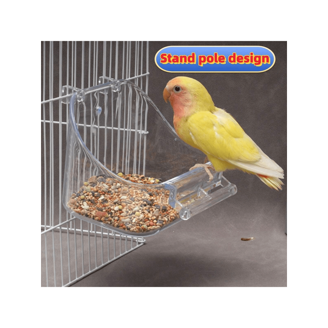 Square Bird Cage Food Container With Hook, Parrot Feeder Bowl, Bird Feeding Supplies