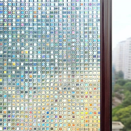 3D No Glue Decorative Privacy Window Films for Glass Non-Adhesive Anti UV 18in. By 78.7in Home Office by Tayyakoushi