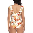 thumbnail image 5 of Goofa Cartoon Chicken Print Women's Ruffled One Piece Swimsuit V Neck, 5 of 7