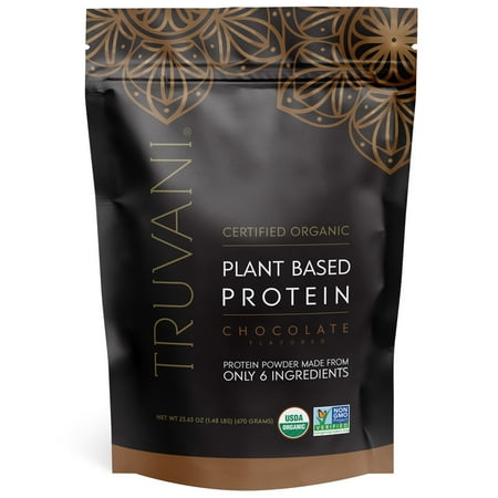 Truvani Organic Vegan Protein Powder Chocolate - 20g of Plant Based Protein  Organic Protein Powder  Pea Protein for Women and Men  Vegan  Non GMO  Gluten Free  Dairy Free (20 Servings)