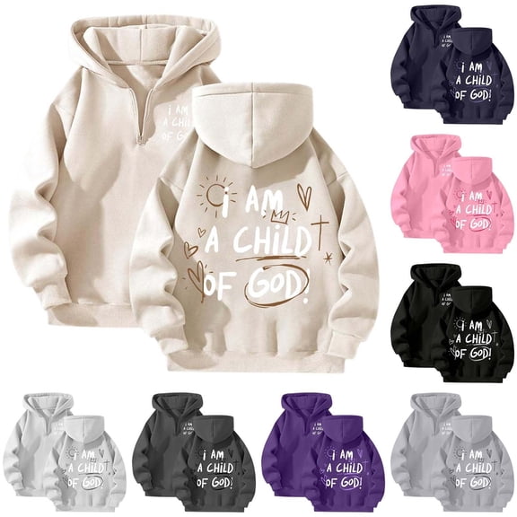 Arlun I Am a Child of God Hoodies for Women Oversized Preppy Letter Print Drop Shoulder Long Sleeve Sweatshirt Fall Winter Warmth Comfy Lined Hooded Pullover Tops 2026 1-Pink XL