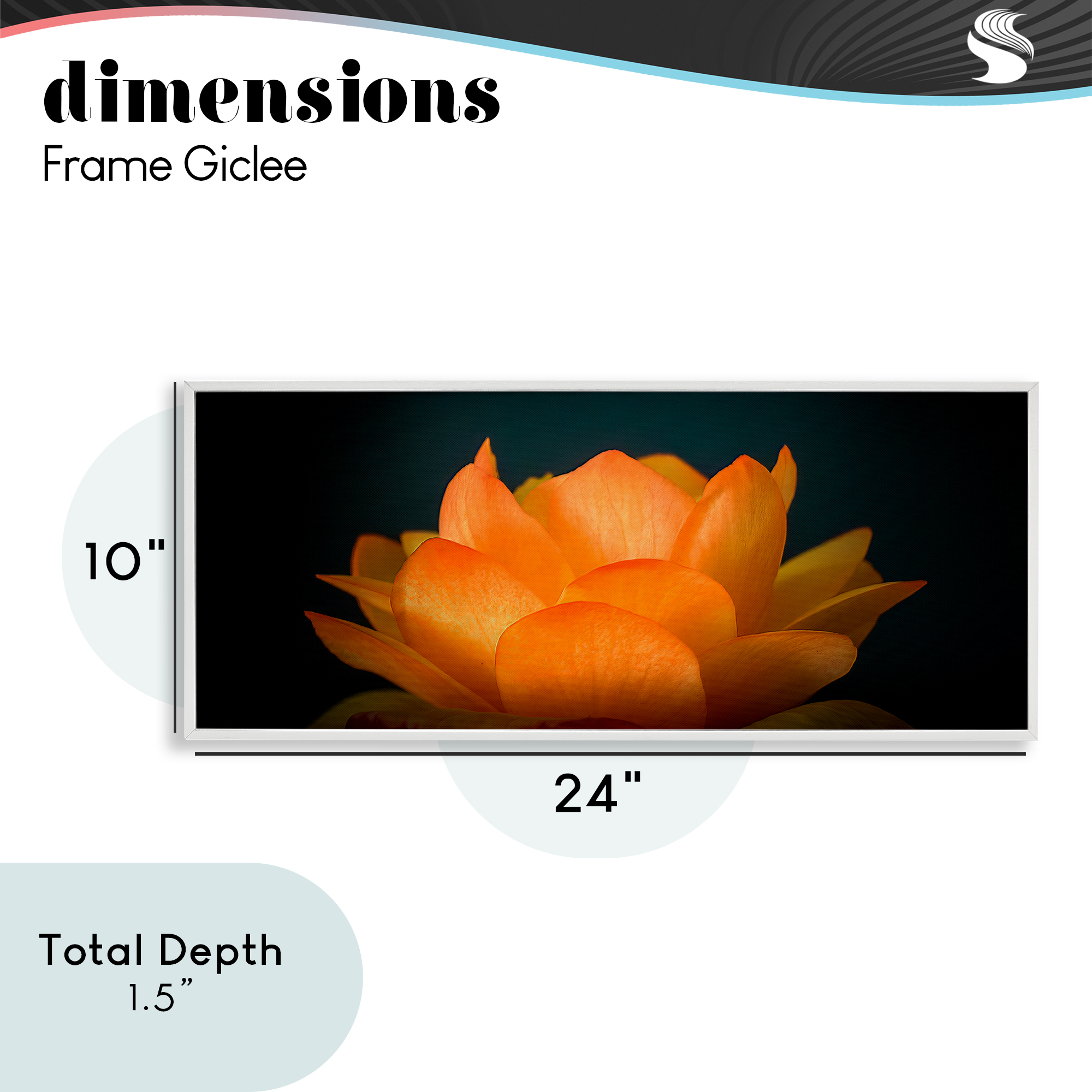 Glowing Orange Lotus White Framed Giclee Art, design by Phillip Flowers