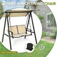 thumbnail image 6 of GVN Outdoor Porch Steel Hanging 2-Seat Swing Loveseat with Canopy-Beige, Porch Swing Hanging Bench, Outdoor Swing Bench for Patio, Yard, Garden, 6 of 7