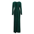 thumbnail image 4 of Outfmvch Prom Dresses 2024 Green Dress Dresses for Women 2024 Mini Solid Color Active Fit Ankle Length Long Sleeve Lightweight V-neck Prom Dress Evening Dresses for Women Green M, 4 of 5
