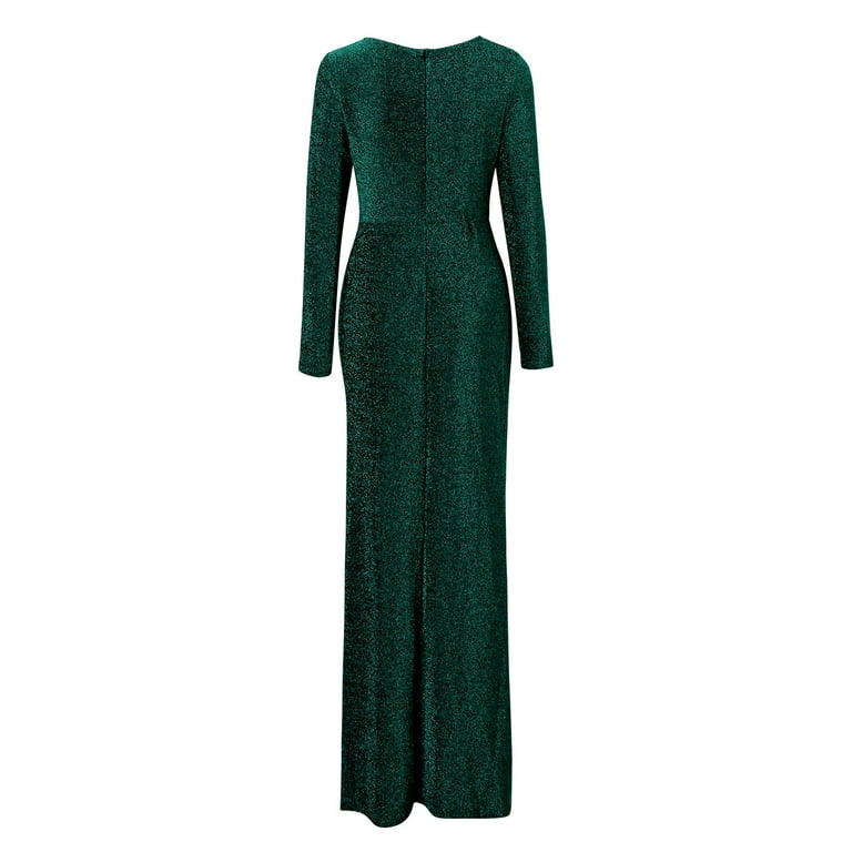 TAIAOJING Women's Side Slit V-Neck Maxi Dresses Formal Gowns And Evening  Sleeve V Neck Party Club Wrap Mini Dress - Walmart.com