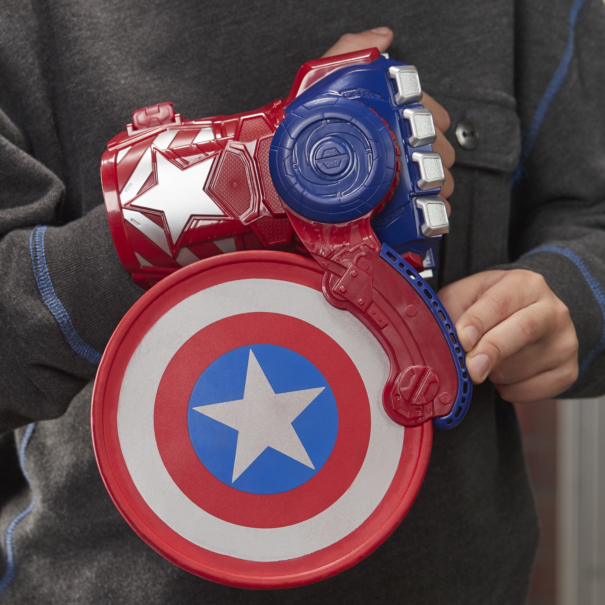 NERF Power Moves Marvel Avengers Captain America Shield Sling Disc-Launching Toy for Kids Roleplay, Kids Ages 5 and Up