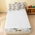 thumbnail image 4 of Erosebridal Monster Truck Zipper Full Size Comforter Sets with Fitted Sheet and 2 Pillowcases, Tire Track Zipper Bedding Set, White, Reversible, 4 of 7