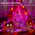 thumbnail image 2 of 4pack Orange Purple Solar Halloween Lights Outdoor Waterproof IP65, 480LED 160FT Solar Powered LED String Lights Black Wire With 8 Modes, Solar Fairy Lights For  Party Tree Wedding Garden Decor, 2 of 11