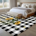 thumbnail image 4 of Area Rug for Living Room, Sunflowers Non-Slip Indoor Large Carpet for Bedroom/Dining Room, Spring Summer Bees Floral Black Plaid Washable Low-Profile Rectangle Floor Runner Rugs - 5 x 7 Ft, 4 of 8
