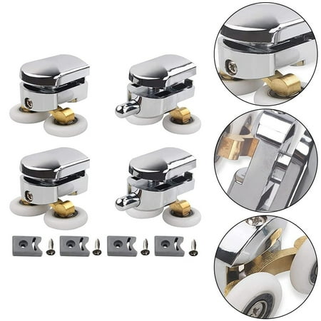 

4Pcs Smooth Zinc Alloy Shower Door Runners Twin Shower Door Rollers Top Replacement Rollers